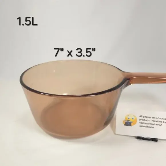 Corning Ware Vision Amber Bundle 1.5L Saucepan .5L Saucepan - Picture 5 of 9